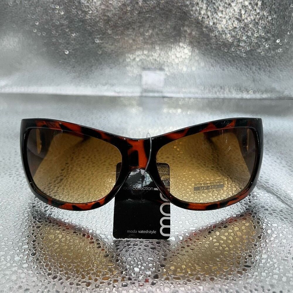 Modo Oversized Sunglasses Women’s Engraved Arms Brown UV 400 100% Eye Protection